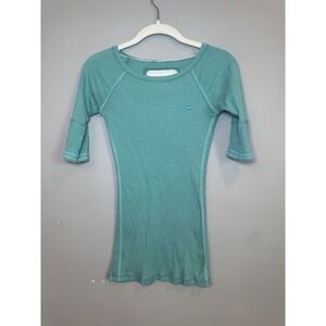 Vintage‎ Abercrombie And Fitch Teal Y2K Ribbed Shirt Medium